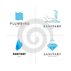 Vector flat sanitary and hygienic company insignia template.