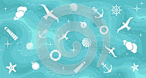 Vector flat sea design symbols