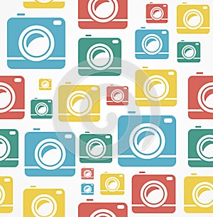Vector Flat seamless photo camera pattern