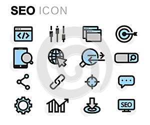 Vector flat seo icons set