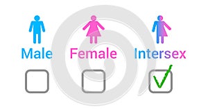 Flat set of gender male, female and intersex icons. photo