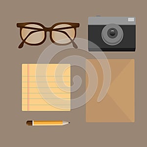 Vector flat set of modern stuff and devices.