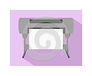 Vector flat simple icon of cmyk plotter inkjet printing machine for large formats isolated.