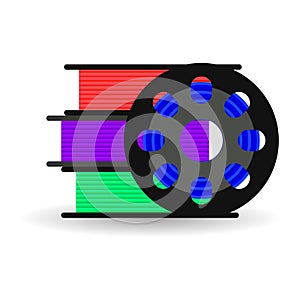 Vector flat spool for 3D printer, plastic for 3D printer, red, b