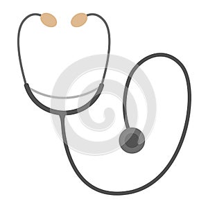 Vector flat stethoscope icon. Medical equipment picture isolated on white background. Healthcare, research and laboratory concept