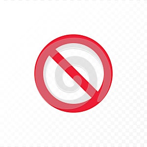 Vector flat stop sign icon illustration. Red crossed out symbol of restrict isolated on white and transparent background. Design