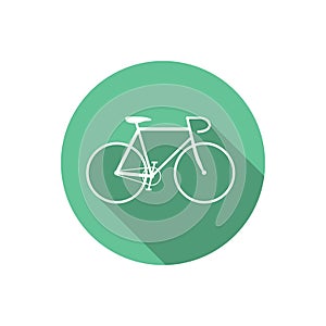 Vector Flat Style Bicycle Inside Round Green Icon photo