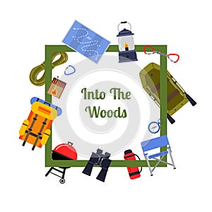 Vector flat style camping illustration