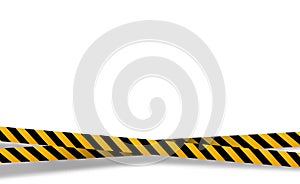 Vector flat style cartoon illustration isolated on background. Black and yellow stripes set. Warning tapes. Danger signs