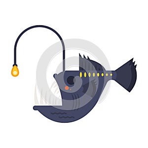 Vector flat style illustration of angler fish.