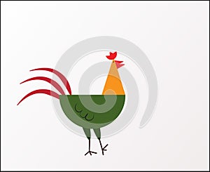Vector flat style illustration of rooster symbo. icon. Isolated on white background.