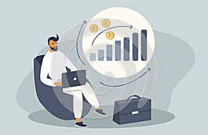 Vector flat style illustration on the theme of investment, passive income.