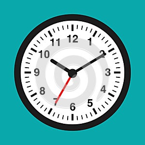 Vector flat style illustration of watch. Isolated on blue background. Time management