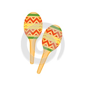 Vector flat style musical Mexican instrument maraca. photo