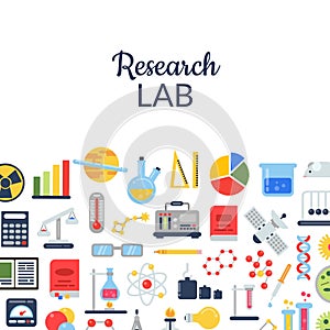 Vector flat style science icons background with place for text