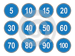 Vector flat style set of generic minimun speed limit signs