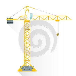 Vector flat style yellow tower building crane illustration icon