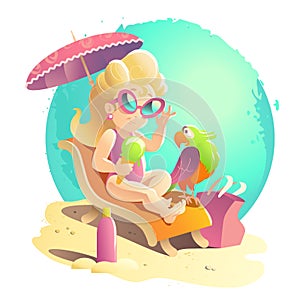 Vector flat summer cartoon illustration.