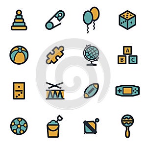 Vector flat toys icons set