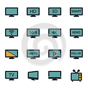 Vector flat tv icons set
