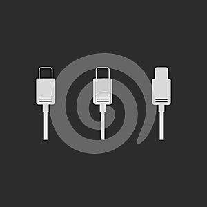 Vector flat USB cable icon.