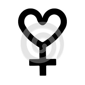 Vector flat woman venus symbol with heart