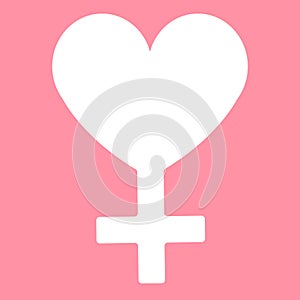 Vector woman venus symbol with heart silhouette