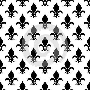 Vector fleur de lis seamless pattern in black and white