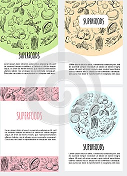 Vector flier template with superfoods photo