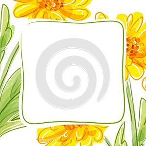 Vector floral background with yellow flowers