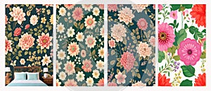 Vector floral banner with leaves and flowers roses or peonies. Elements