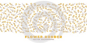 Vector floral border pattern. Mimosa blossoms various shapes flat illustration. Seamless border pattern with simple tree