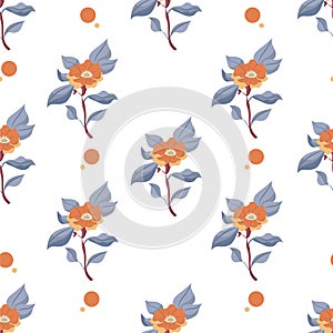 Vector floral botanic illustaration. Seamless pattern
