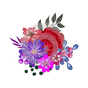 Vector floral bouquet design: garden pink peach lavender creamy powder pale Rose wax flower, anemone Eucalyptus branch