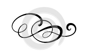 Vector floral calligraphy element flourish border, divider for page decoration elements and frame design illustration swirl.