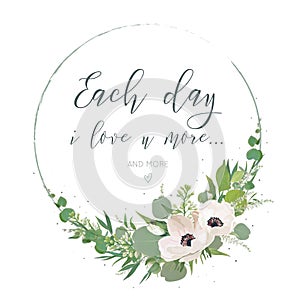 Vector, Floral card design with elegant bouquet wreath with pink