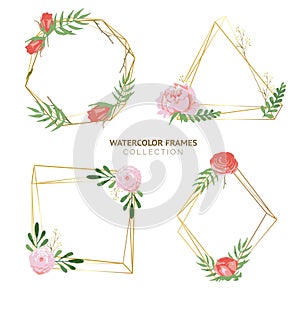 Vector floral design card in watercolor