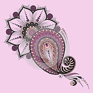Vector floral elements in indian mehendy style. photo