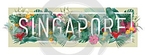 Vector floral framed typographic SINGAPORE city artwork