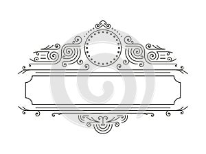 Vector floral frames in mono line style with copy space for text - logo design template