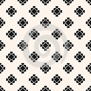 Vector floral geometric seamless pattern. Simple black and white minimal texture