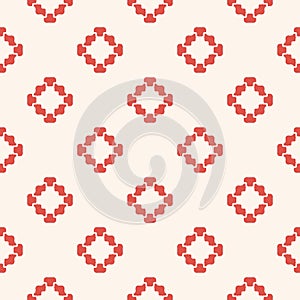 Vector floral geometric seamless pattern. Simple red and white minimal ornament