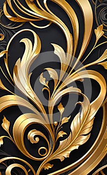 Vector floral gold ornament in art deco style, luxury floral design. Background abstract texture