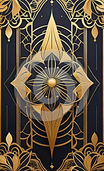 Vector floral gold ornament in art deco style, luxury floral design. Background abstract texture