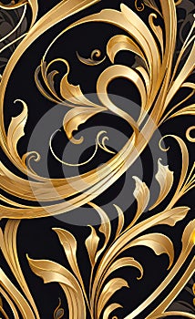 Vector floral gold ornament in art deco style, luxury floral design. Background abstract texture