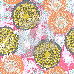 Vector floral grunge pattern