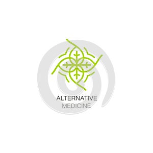 Vector floral icon and design template in outline style - abstract monogram for alternative medicine.