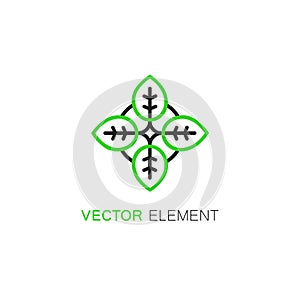 Vector floral icon and logo design template in linear style