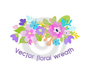 Vector floral wreath frame with flowers.