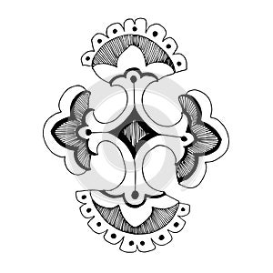 Vector Floral oriental ornament. Black and white engraved ink art. Isolated ornaments illustration element.